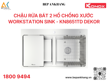 Chậu rửa bát 2 hố chống xước Workstation Sink – Topmount Sink KN8651TD Dekor